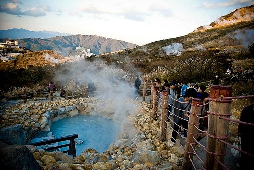 Owakudani, aguas termales y vapores en Hakone